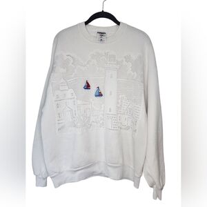 VTG JERZEES nautical crewneck sweater, size L